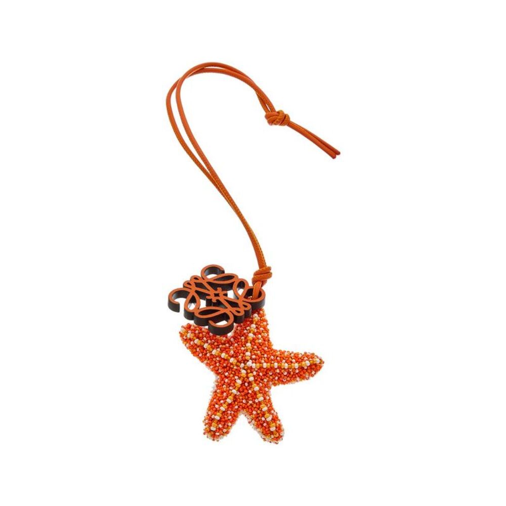 Loewe Anagram Leather Charm, Orange